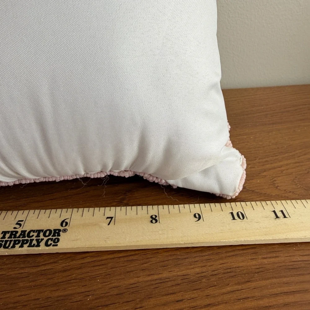 Pink Beaded Gnome Throw Pillow Buffalo Plaid Seed Bead Cottagecore Decor